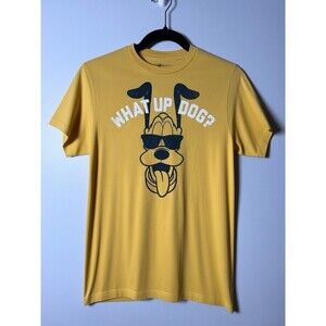 Disney Parks Men’s Small Pluto Graphic Tee Yellow | Mustard Cotton Shirt